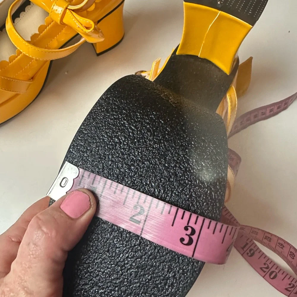 Antaina Yellow Coquette Lolita Bows Strappy Chunky HeelPlatform Shoe NWOT 7.5-8? - Picture 14 of 16